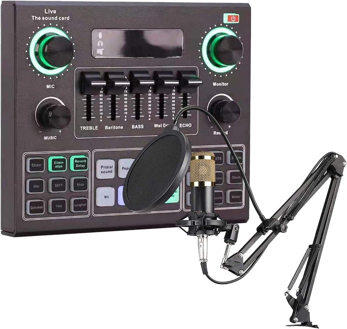 Podcast Microfoon Set - Opname Apparatuur - Studio Opnames - Cardioïde Condensator - 415 x 255 x 85 cm - Zwart