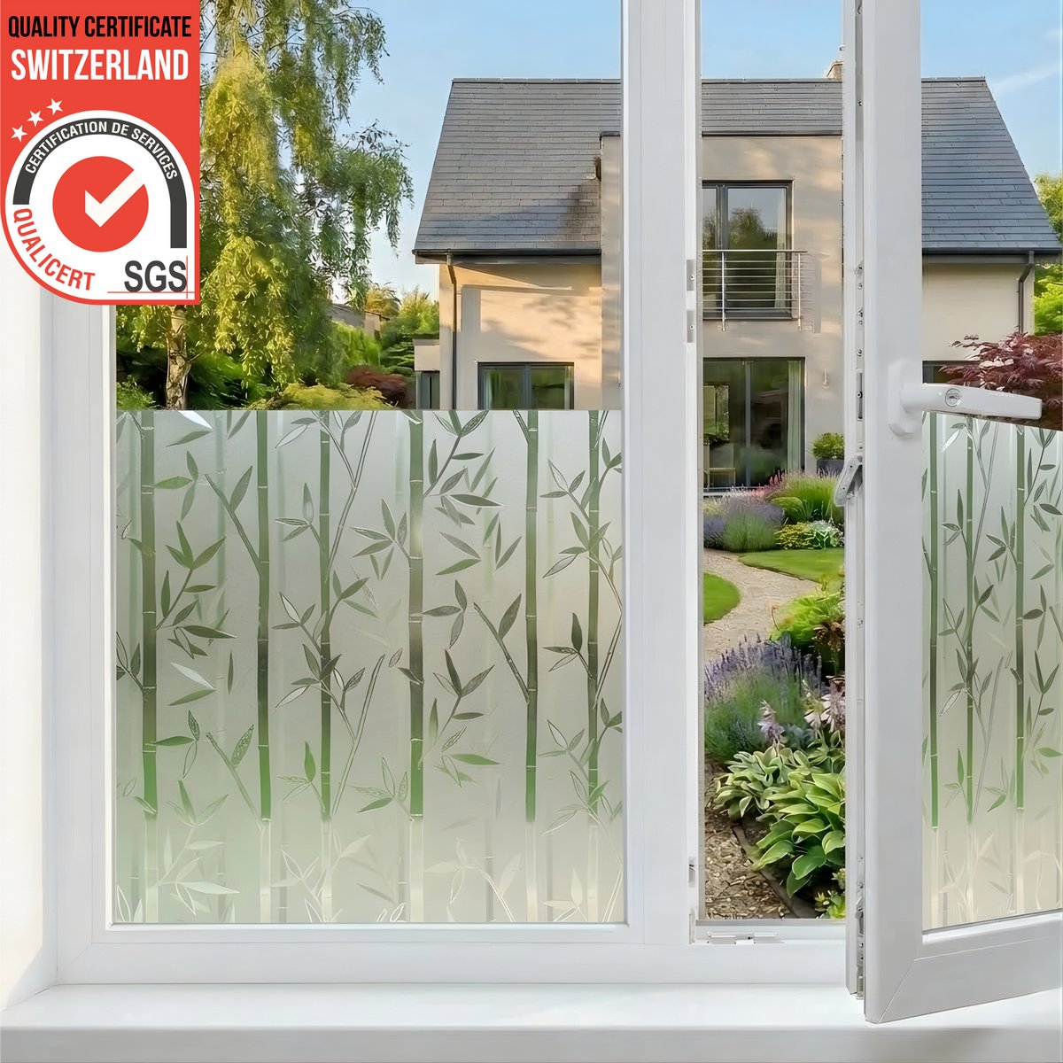 Homewell Raamfolie HR++ 90x200cm - Zonwerend & Isolerend - Statisch - Bamboe