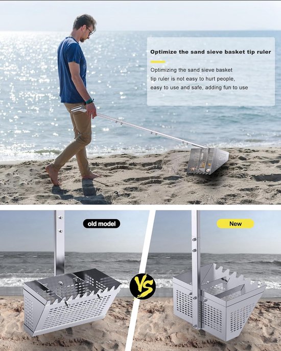 Tuinhark - Bladhark Strandhark - Gazon Onderhoud - Afneembare T-greep - 118cm Mand - Metaal — afbeelding 2