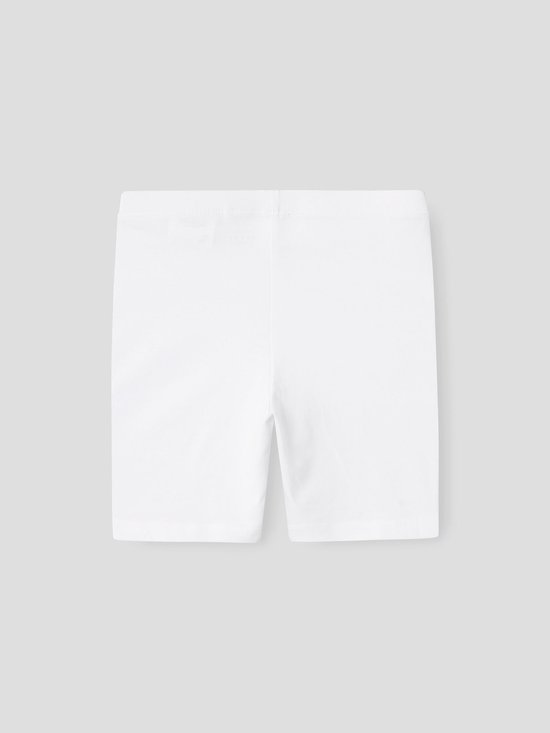 Een witte korte legging met elastische tailleband.