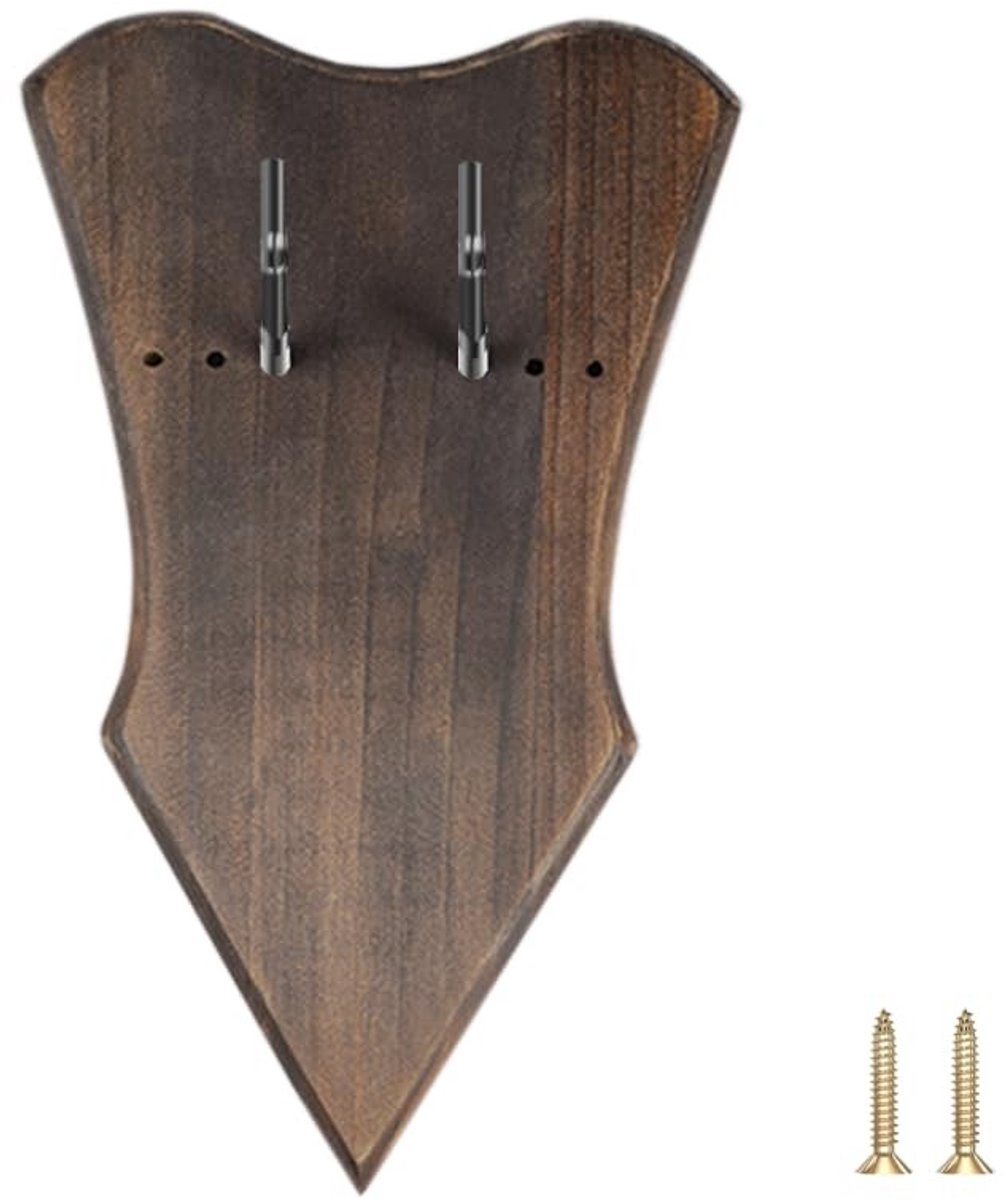 Allecto - Zwaardhouder - Wandmontage - Hout - Zwaardplank - Haken en schroeven - Zwaardophanging - Geschikt voor zwaarddisplay - Bruin - Model met ...