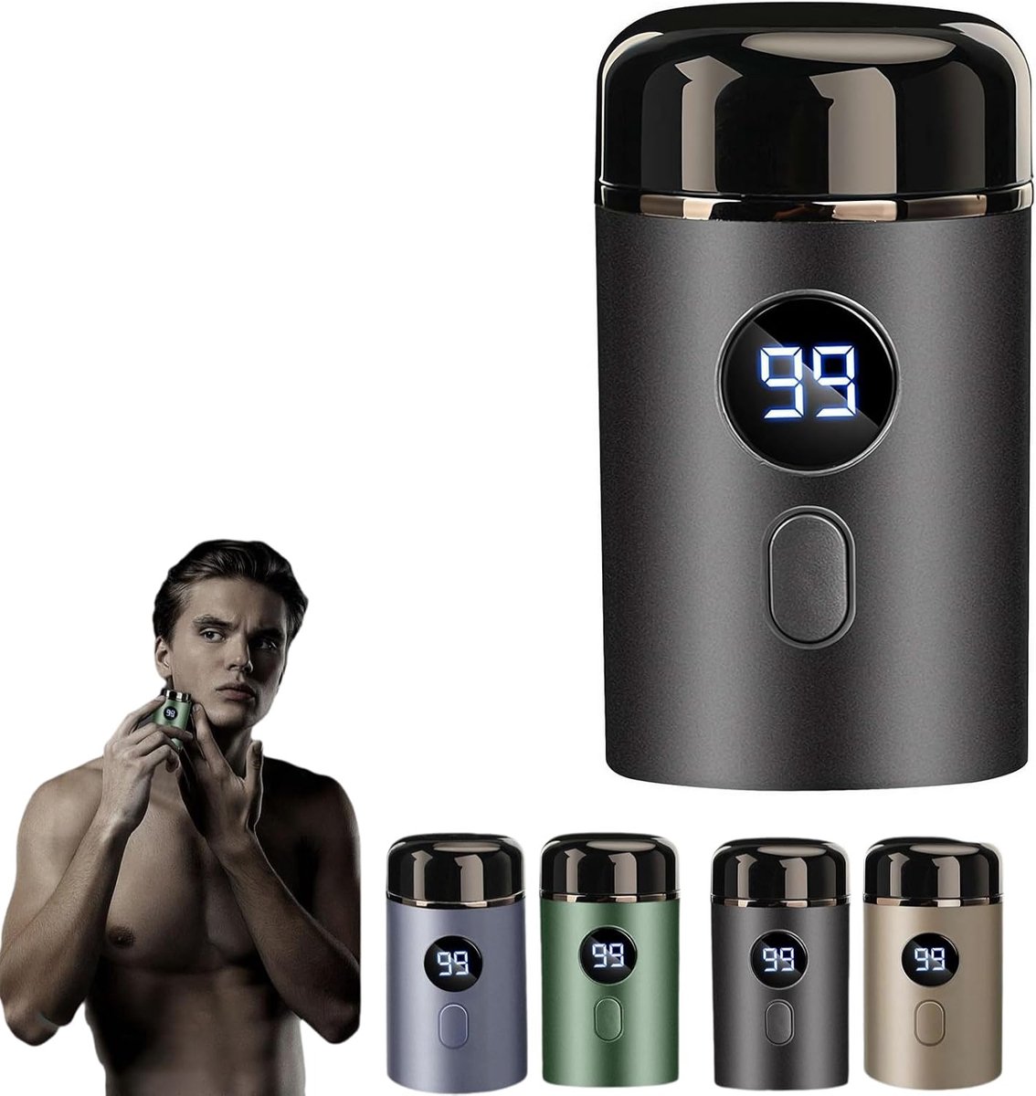 Elektrische Scheerapparaat - Mini Draagbare Elektrische Scheerapparaat - Oplaadbaar met LED Batterijdisplay - Waterdicht Baardtrimmer voor Mannen - 7x4 cm - Zwart