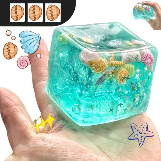 1 Pièce Ballon Anti-Stress en Forme de Glaçon – Jouet Squishy avec Motif de Glaçons et de Coquillages, Doux et à Récupération Lente Jouet Sensoriel de Soulagement du Stress, Ballon de Compression pour la Main, Jouet Fidget Extensible