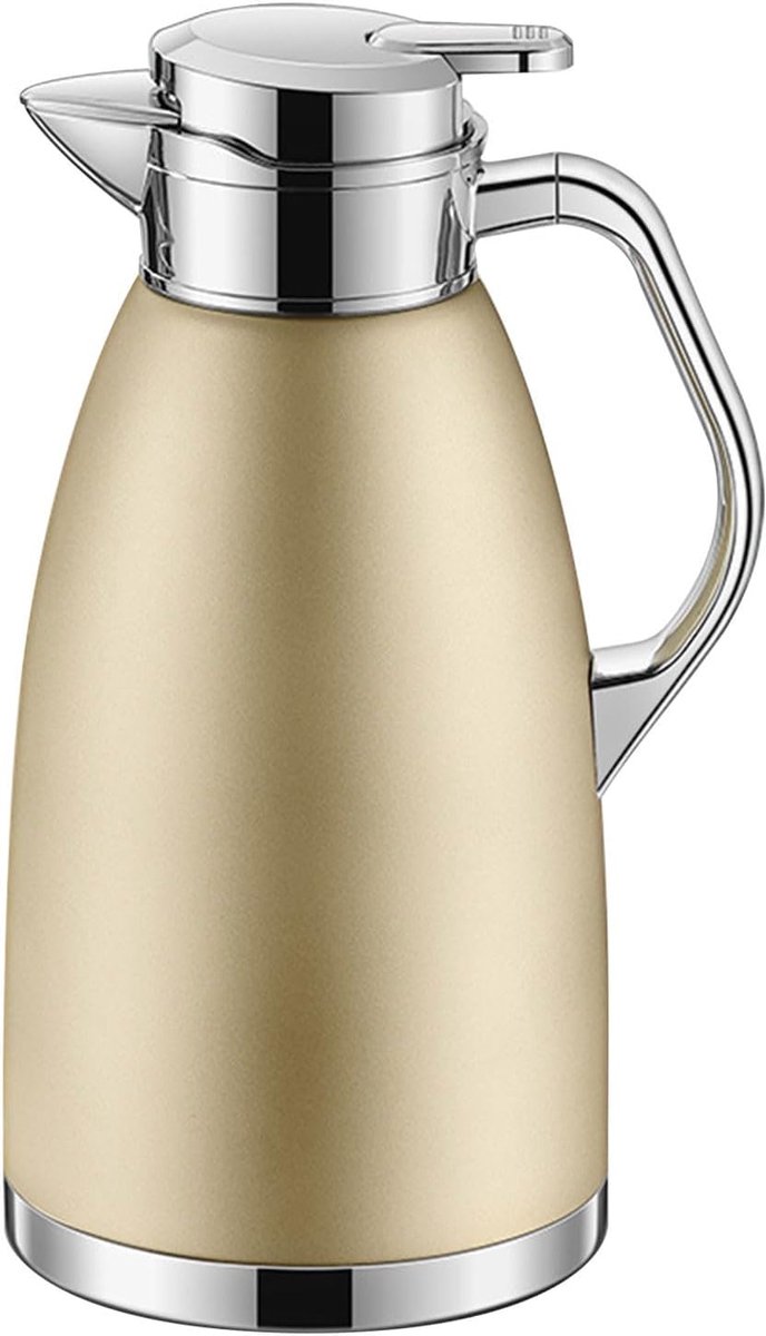 Thermoskan 2.3 Liter - Isoleerkan Koffiepot - Dranken Warm Houden - Dubbelwandige Vacuüm Isolatie - 29x29x14.2 cm - Geel