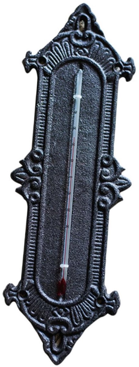 Buiten Thermometer - Temperatuurmeter Binnen - Tuin Meten - Hangend IJzer Ontwerp - 31 x 10.2 cm - Zwart