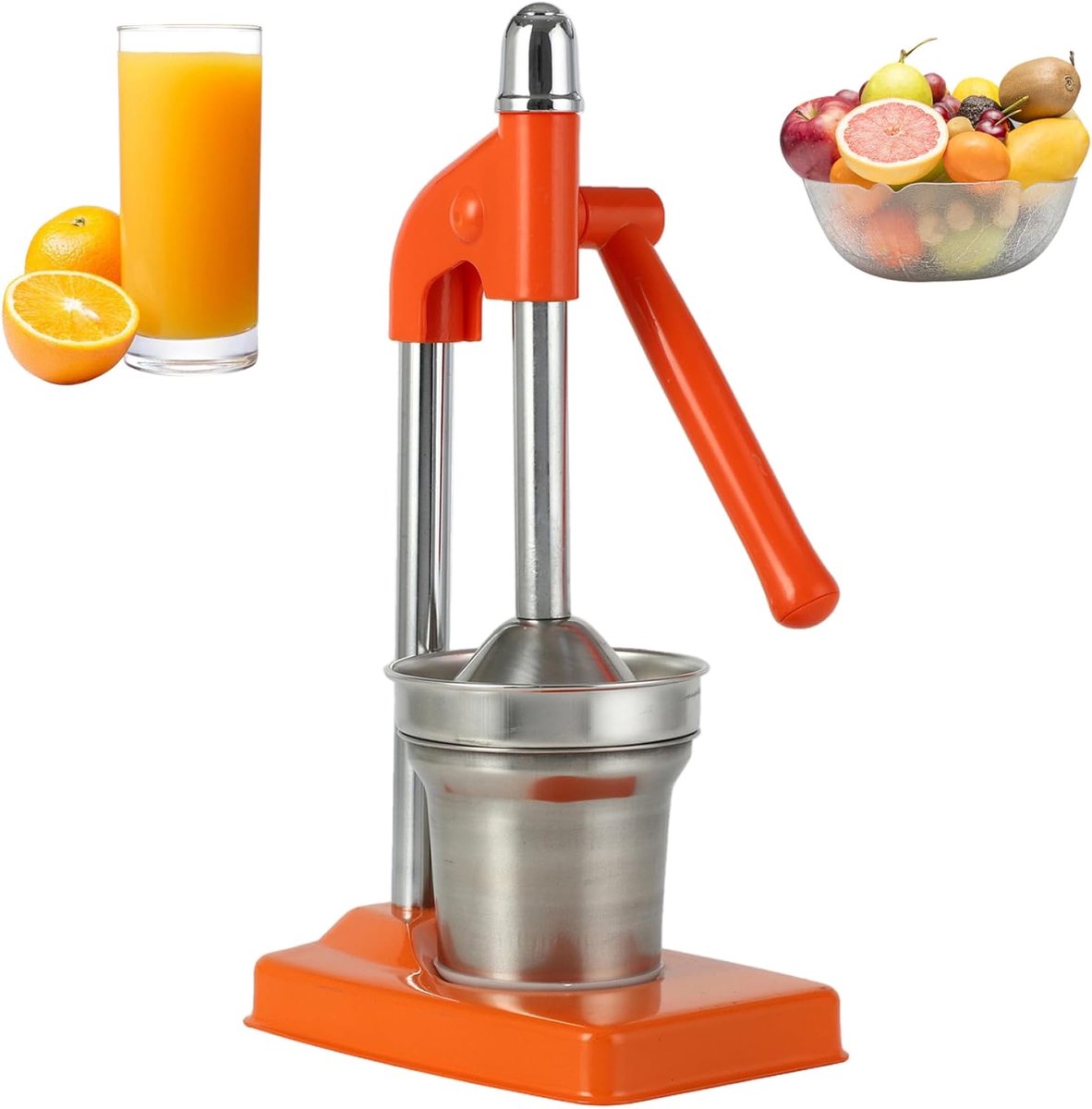 Handpers RVS - Fruitpers Knijper - Snel Sap Maken - Moeiteloos Persen - 36 x 19 x 13 cm - Zilver