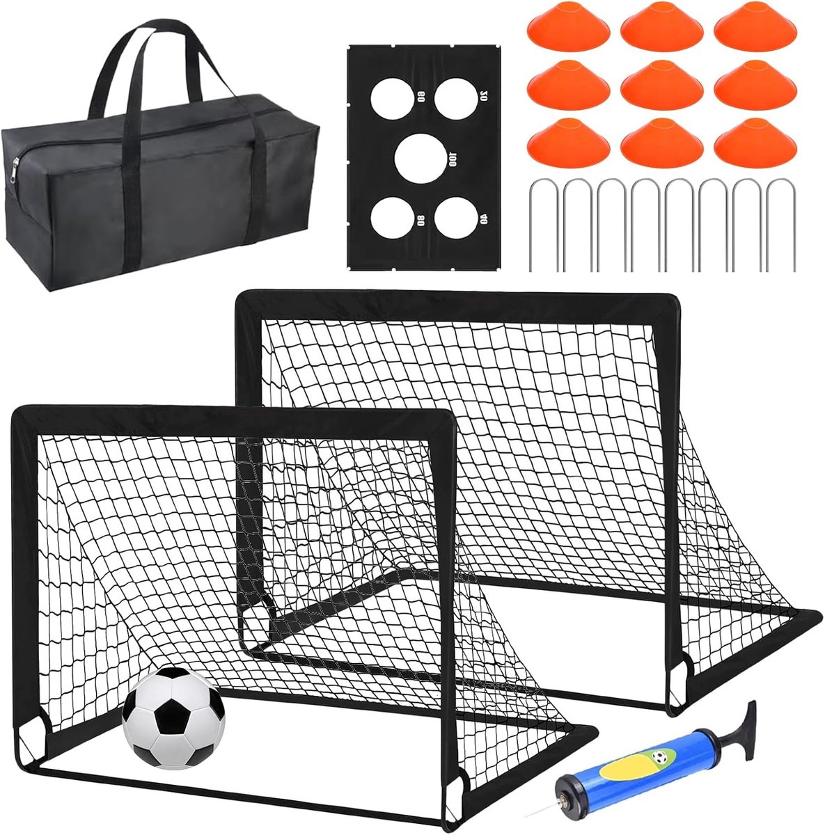 Voetbaldoelen Kinderen - Trainingsset Voetbal - Buiten Spelen - Inclusief Hulpmiddelen - 120x90cm