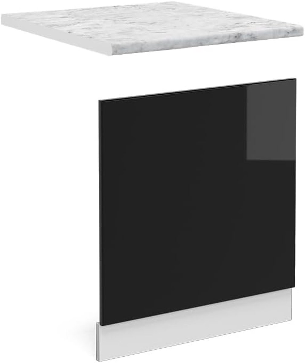 Vaatwasser Frontpaneel - Keukenpaneel - Moderne Keuken - Vlekbestendig - 60 cm - Zwart hoogglans
