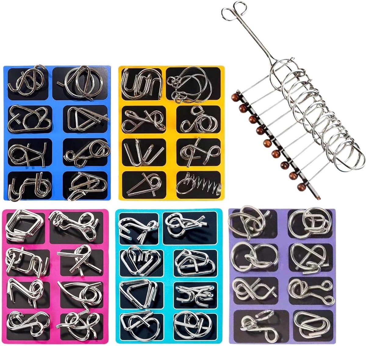Metal Puzzels - Hersenkrakers Speelgoed - Mentale Uitdaging - 40 Stuks Set - 18x14cm