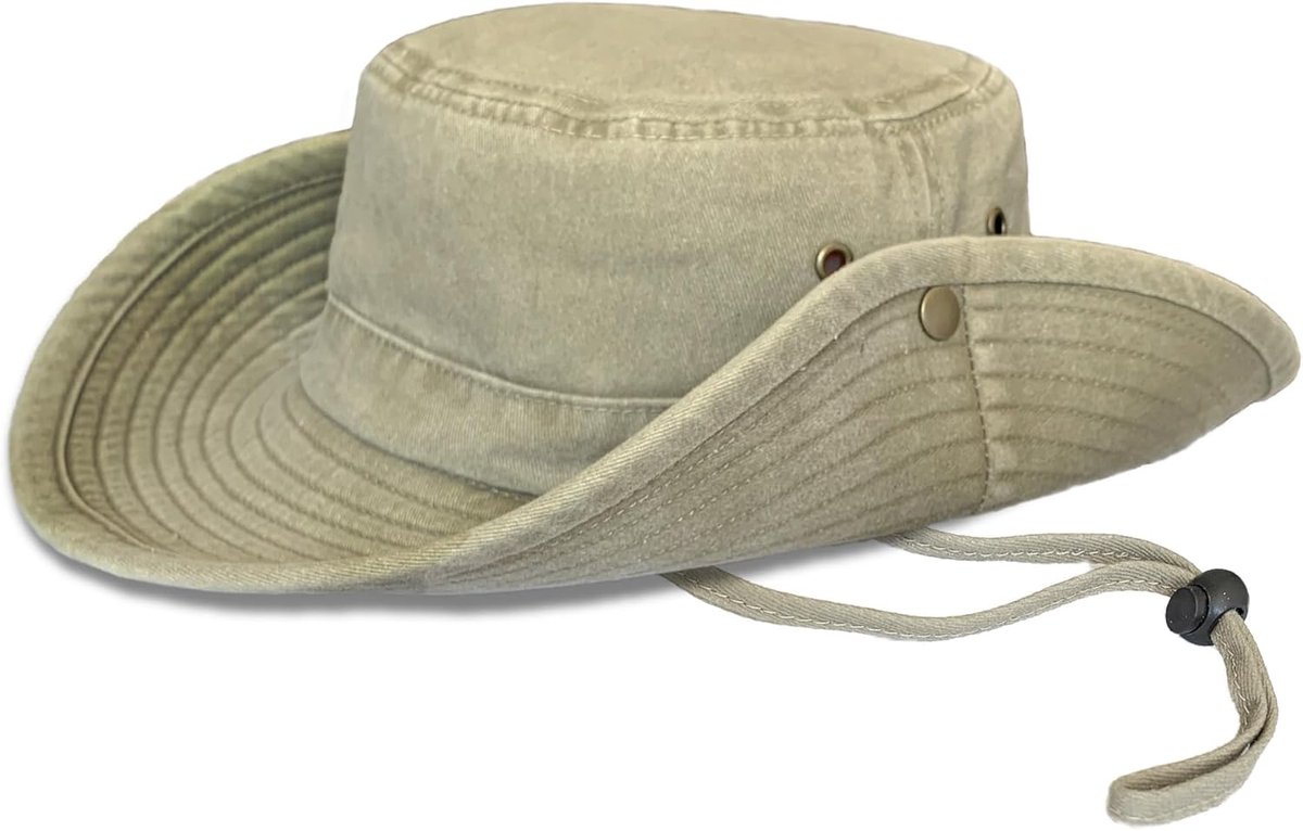 Unisex Safari Hoed - Bush Hoed - Zon Bescherming - Afneembare Kinband - 8cm Rand