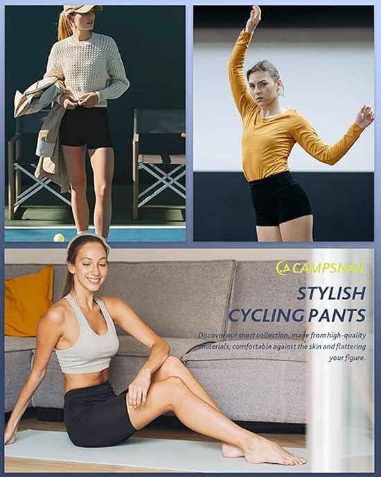 Yogabroek - Yogashorts - Sportbroek - Fietsbroek - Fitnessfietsbroek voor dames - Hoge taille, buikcontrole en heuplift - Volleybalbroek, geschikt voor yoga en fietsen, zwart, maat M van Merkloos — afbeelding 2
