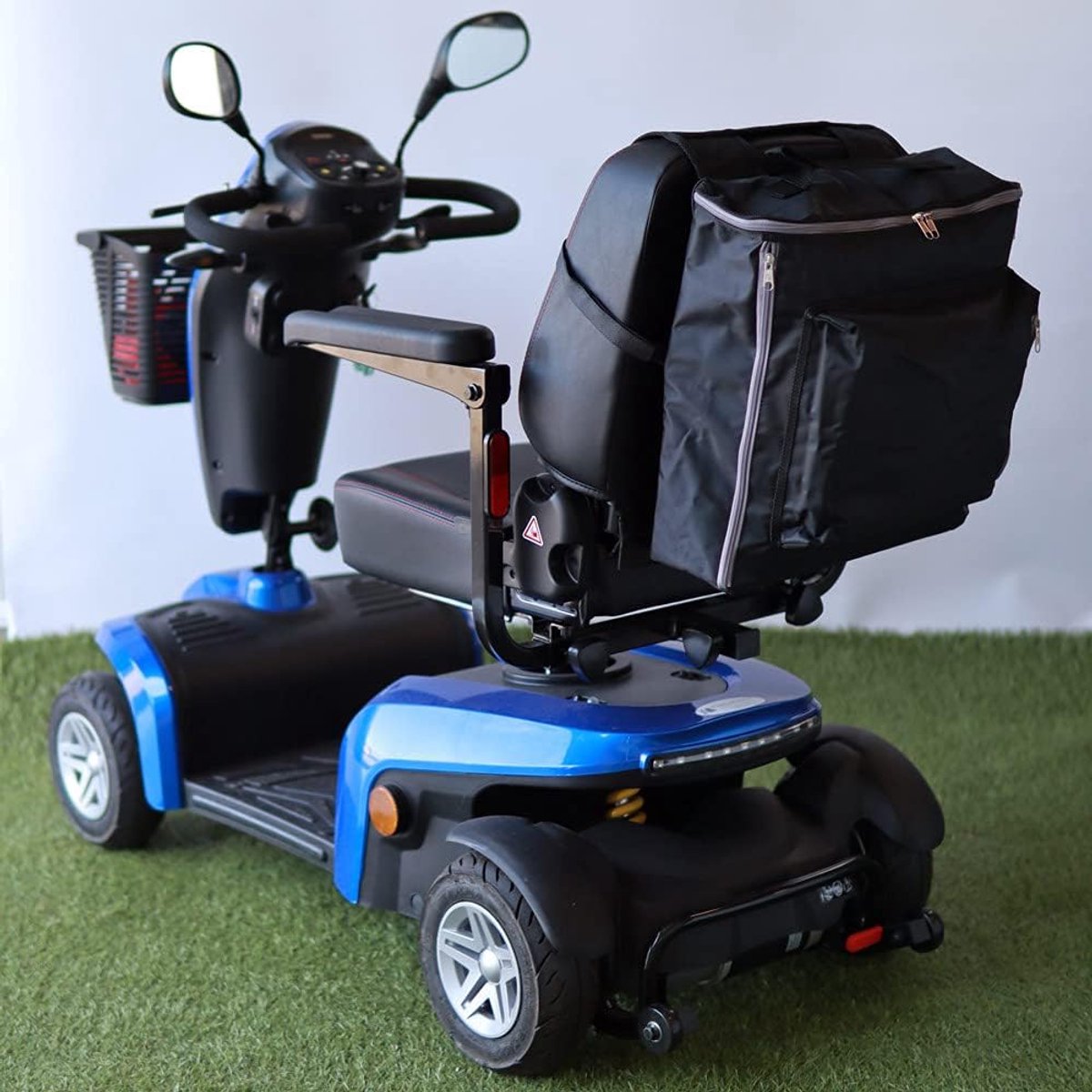 Scootmobiel Rugleuningtas - Boodschappentas Hulpmiddel - Veilig Opbergen - Makkelijk Bereikbare Openingen - 34x9x36cm - Zwart Grijs
