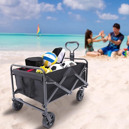 Opvouwbare Bolderkar - Handwagen Transportkar - Outdoor Werkzaamheden - Terrein Geschikte Wielen - 80kg Belastbaar - Zwart van Opvouwbare Bolderkar — afbeelding 4