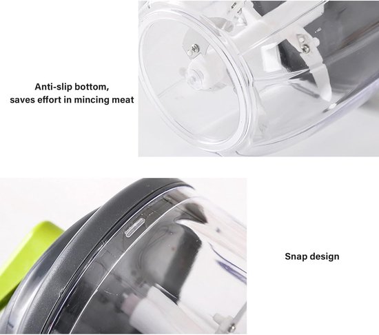 Groente Hakker - Keuken Tool - Snel Snijden - Grote Capaciteit - 900ml 19.5cm - Grijs van Groente — afbeelding 5