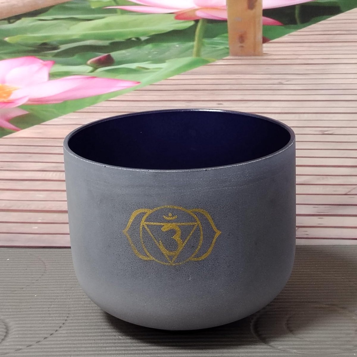 Kristallen Klankschaal - Meditatie Kom - Yoga Ontspanning - 432Hz Derde Oog - 8 Inch Diameter - Gefroest Gekleurd