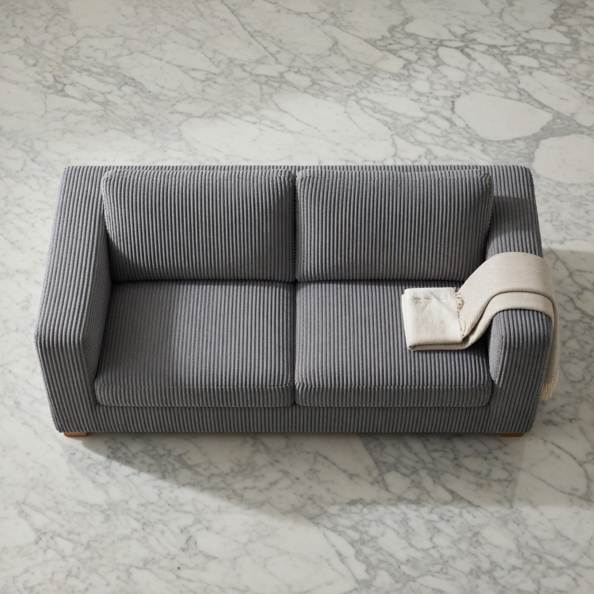 CozyCord 2-zitsbank – Moderne Corduroy Sofa, Compacte Grijze Bank voor Woonkamer, Slaapkamer en Appartement, Zeer Elastisch Schuim, Direct Klaar voor Gebruik House&Garden