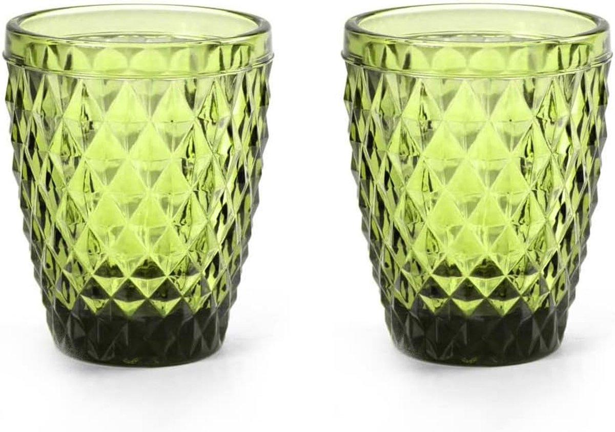 Waterglazen Set - Drinkglazen Groen - Dagelijks Gebruik - Vaatwasmachinebestendig - 10 cm Hoog - Groen