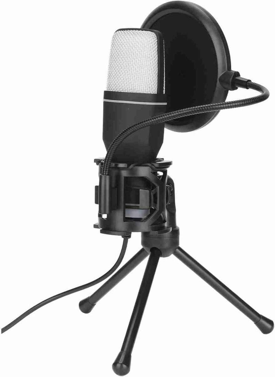 USB Microfoon - Streaming Microfoon - Gaming Opnames - RGB Verlichting - Met Statief - Zwart