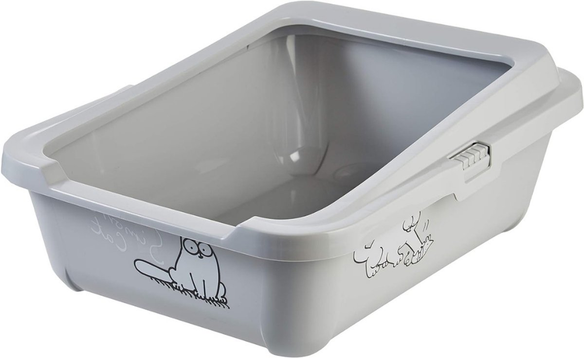SVN®Open Kattenbak - Kattenbak met Rand - Kattentoilet Met Schepje - Grijs - 43cm x 32cm x 16cm