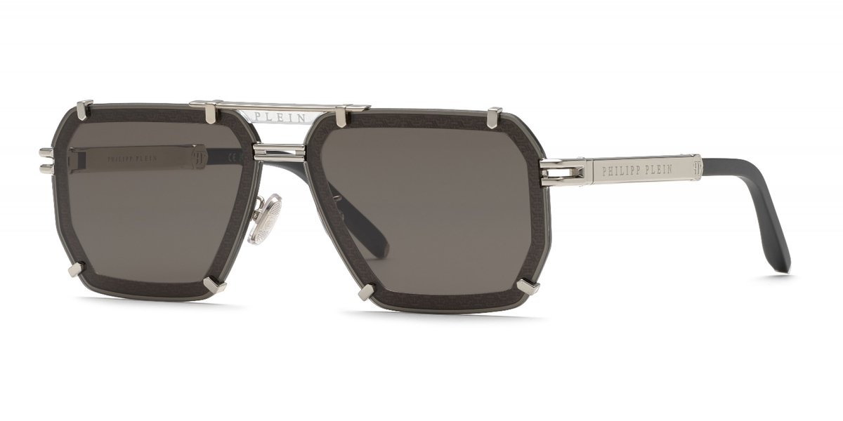 Philipp Plein SPP131 Palladio lucido c/parti nero semilucido 64/12/145 MAN Zonnebrillen