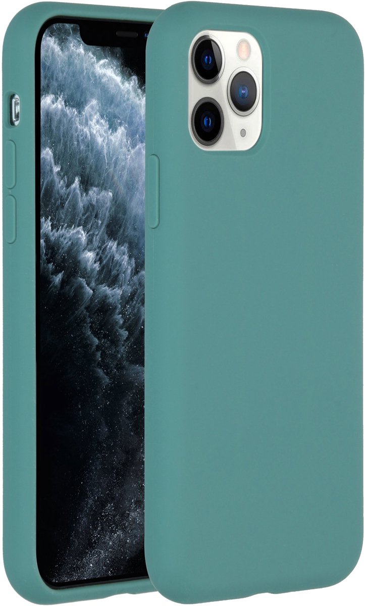 Accezz Hoesje - Geschikt voor Apple iPhone 11 Pro - Liquid Silicone Backcover - Donkergroen