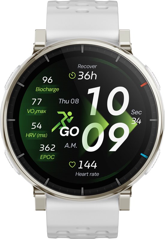 Amazfit Active 3 Premium Aero White (Zilvergoud Wit)