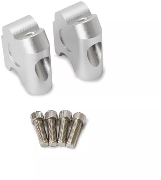 Universele stuurbeugel, tweedelige stuurverhoger voor motorfietsen, 22 mm/0,08 inch stuurklem, adapter voor montage achterop de motorfiets (zilver).