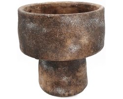 Mushroom Vaas - Betonnen Pot - Decoratief Gebruik - Uniek Vormgegeven - D. 19 H. 19 cm - Donkerbruin