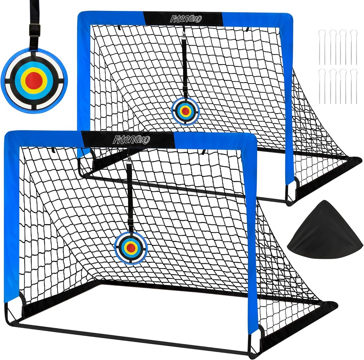 Voetbaldoelen Set - Kindersport Materiaal - Keeper Training - Snelle Opbouw - 90x120x90 cm - Blauw