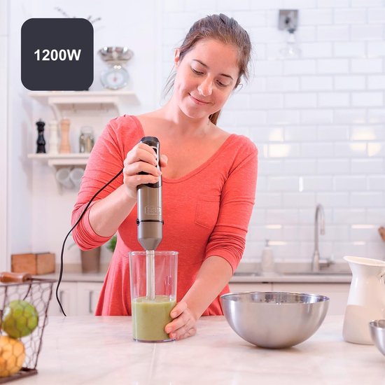 Staafmixer Krachtig - Handmixer Blender - Soepen Purees Maken - 20 Snelheden Turbo - 1200 Watt - Grijs — afbeelding 4