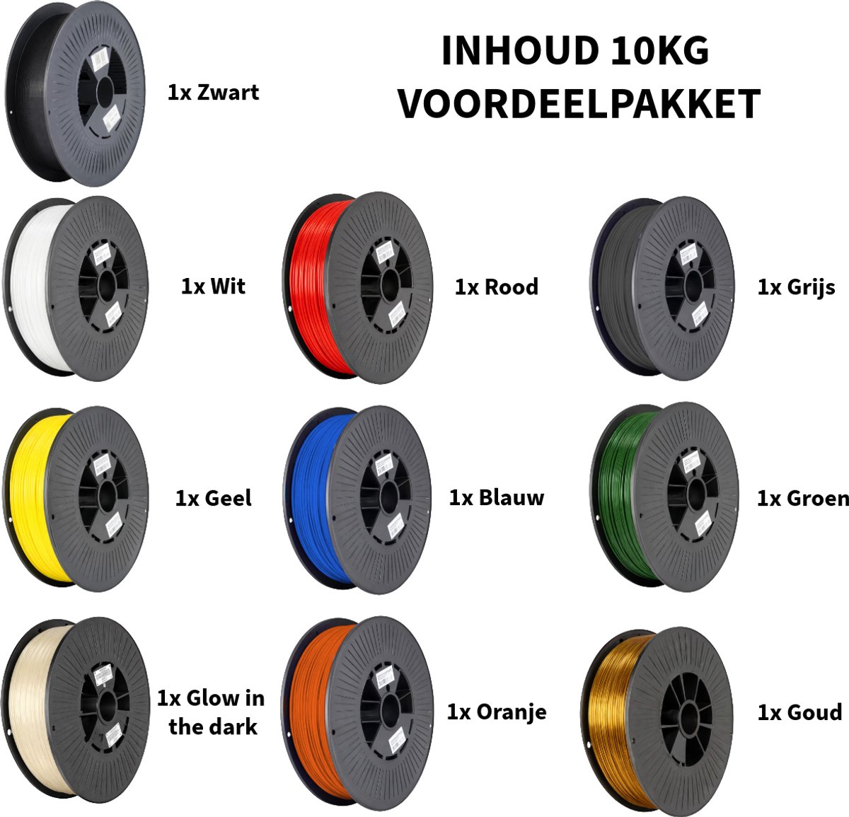 PLA+ 10KG Voordeelpakket 3D Printer Filament 1.75 mm - Hoge Kwaliteit en Duurzaam - Compatibel met Creality, Bambu Lab, Esun en Meer - Perfect voor Prototypes, Modellen en Accessoires - Professioneel en Thuisgebruik — afbeelding 2