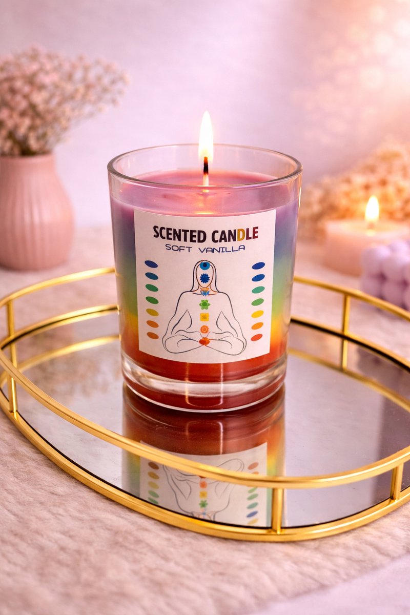 Regenboog Chakra Kaars!  | Viva Femme | Kaarsen | Decoratie | Cadeau | Wonen
