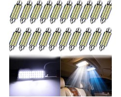 GELLDG 20 stuks Binnenverlichting Auto LED - Soffitlampen 12V 41x14mm - 180° Lichtbundel, Dubbele Pin, Snelle Installatie - Geschikt voor Inwendige Verlichting, Kofferbak en Kentekenverlichting - Kunststof - Set met 36 LED-perlen