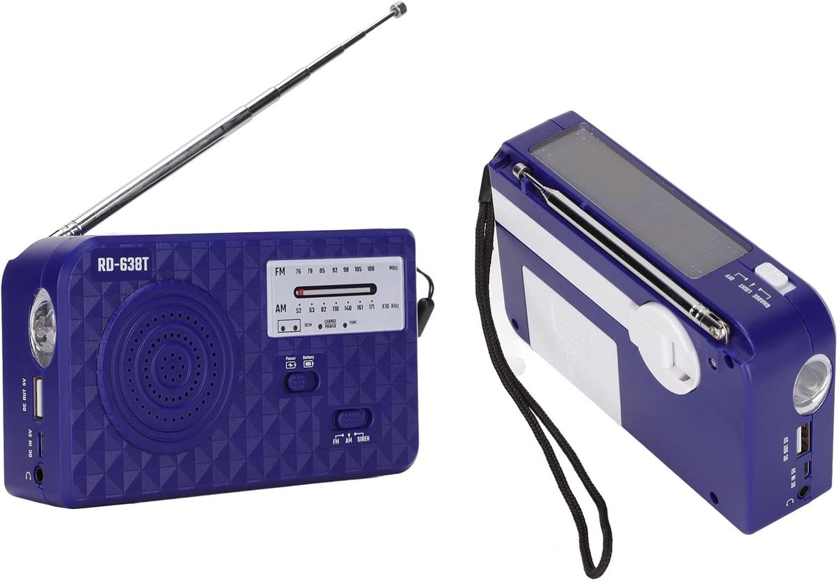 Noodradio Hand Crank - Outdoor Radio - Kamperen Overleven - Zonne-energie Opladen - 16 x 9 x 6 cm