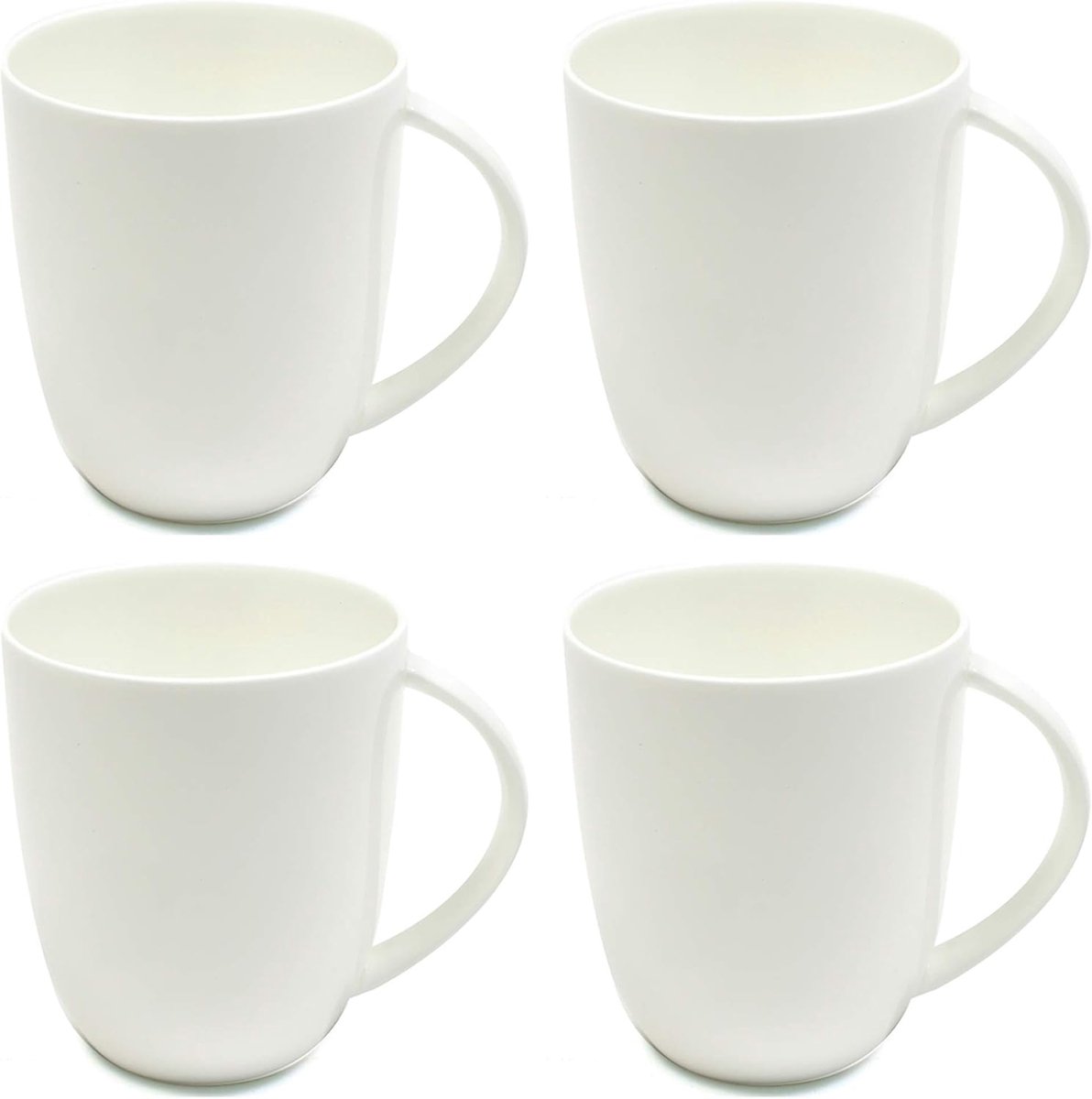 Koffiemokken Set - Grote Mokken - Warme Dranken - Vaatwasserbestendig - 420ml - Wit
