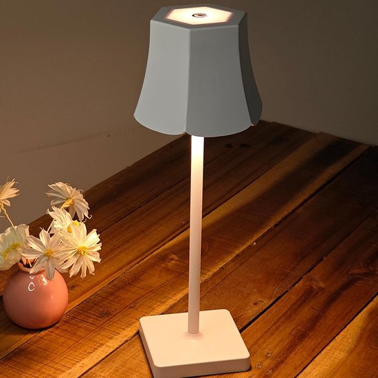 Led Nachtlampje - Draadloze Oplaadbare Lamp - Sfeerverlichting Binnen - Afneembare Kap - 38 x 10 cm - Wit — afbeelding 4
