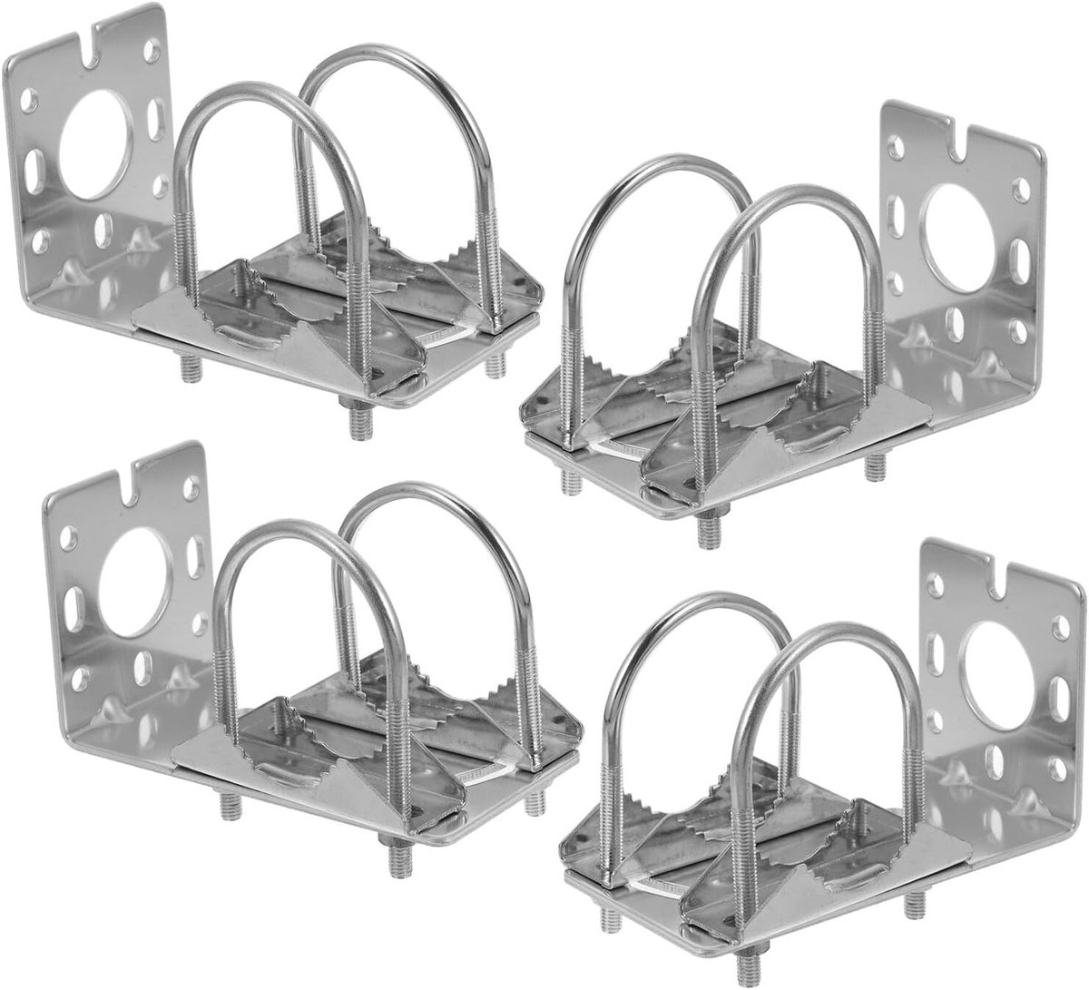 Antenne Beugel Set - Montage Beugels - Buiten Antenne - Verstelbare Hoek - 4 Stuks - Zilver