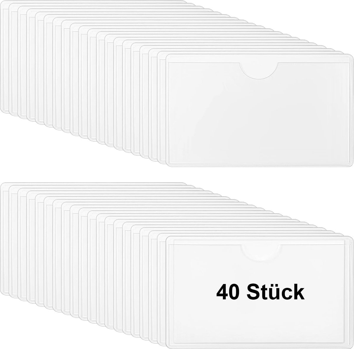 PromoHome 40 stuks transparante etikettenhouders 10x6 cm, zelfklevend, met duimgat