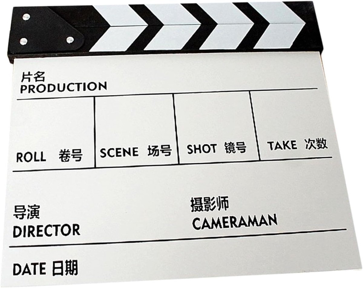 Filmklapbord Regisseur - Film Rekwisiet - Film Productie - Duurzaam Hout - 20x20cm - Chinees Wit