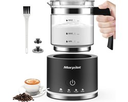 Elektrische melkopschuimer en stoommandje, 16,9 oz/500 ml - Melkopschuimer en stomer geschikt voor latte - Vaatwasmachinebestendig - 4 functies - Perfect melkschuim binnen 2 minuten - Zwart