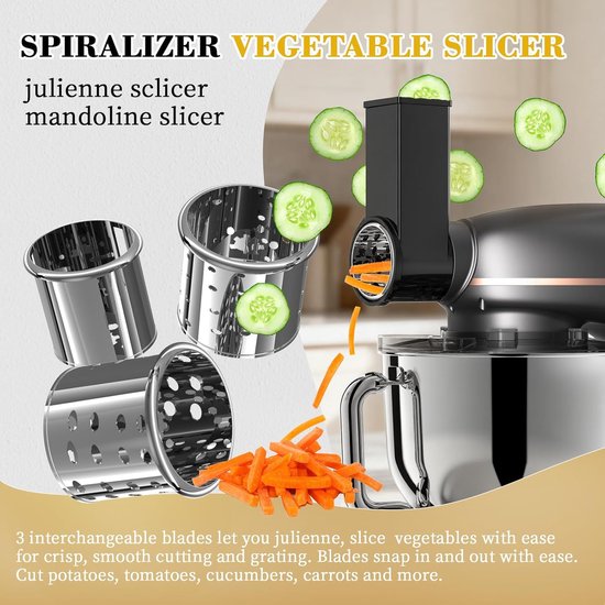 Keukenmachine - Mixer - Bakken en Koken - 1500 Watt Kracht - 10 Liter Kom - Donkergrijs — afbeelding 2