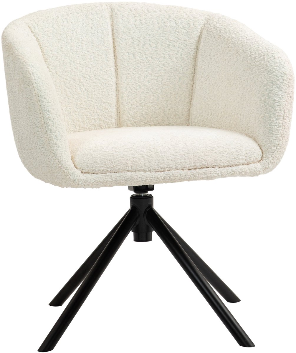 Merax Draaibare Fauteuil Crème Wit – Moderne Loungestoel Met 360° Draaifunctie - Stoffen B