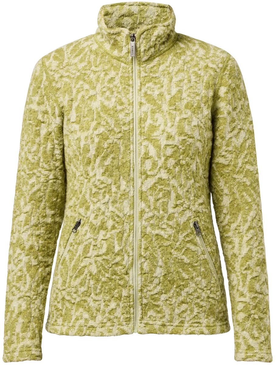 Ivanhoe dames wollen full-zip vest Tuva Jaquard Golden Lime Groen