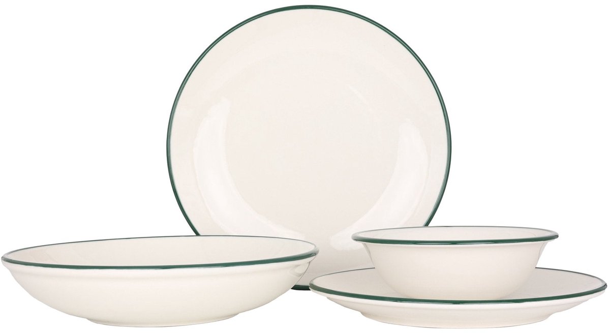 Rinart Serviesset (Large) - Green Edge - 24 delig - 6 persoons - Porselein