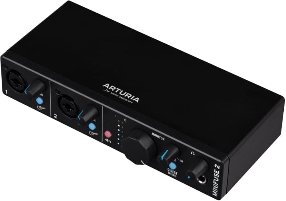 Compacte Audio Interface - Geluidskaart Mixer - Muziek Opnemen - Inclusief Creatieve Software - 20x10x4 cm - Zwart