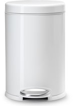 Simplehuman Prullenbak Rond 4,5 L - Wit - RVS