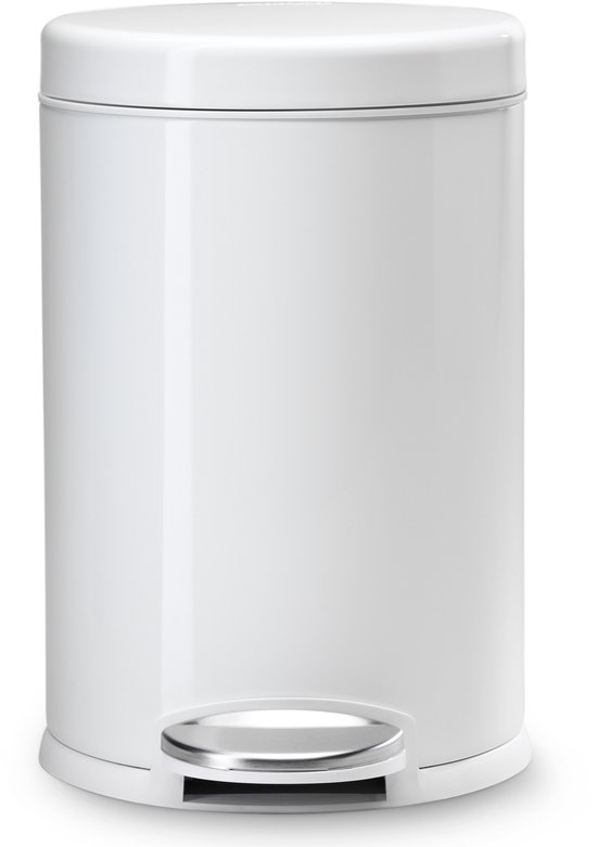Simplehuman Prullenbak Rond 4,5 L - Wit - RVS