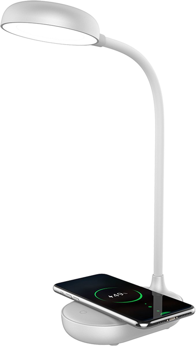 Bigben Connected, Qi-draadloos oplaadstation van 15 W met tafellamp van 4000 K, Zilver