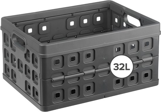 Sunware Square vouwkrat 32L – antraciet – inklapbaar – stapelbaar