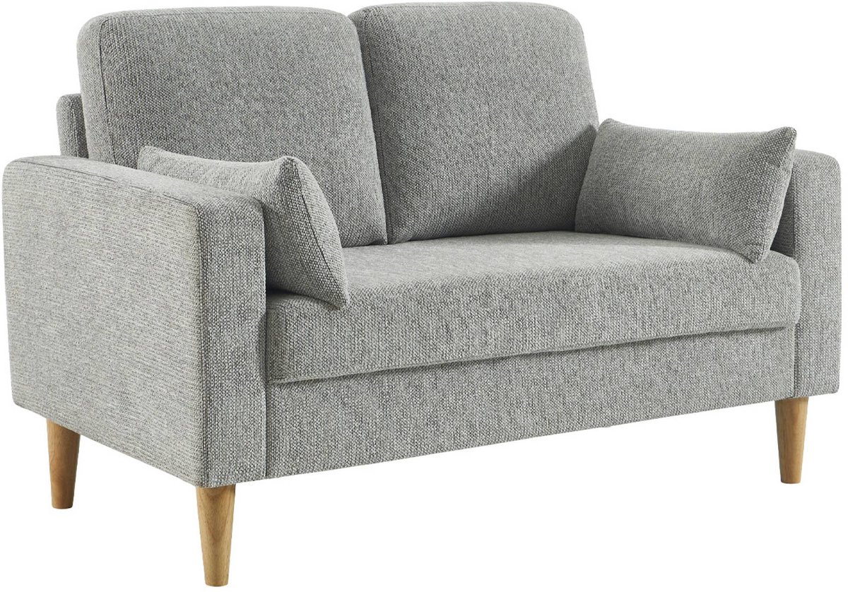 sweeek Rubberhouten en chenille stoffen 2-zitsbank - bjorn lichtgrijs